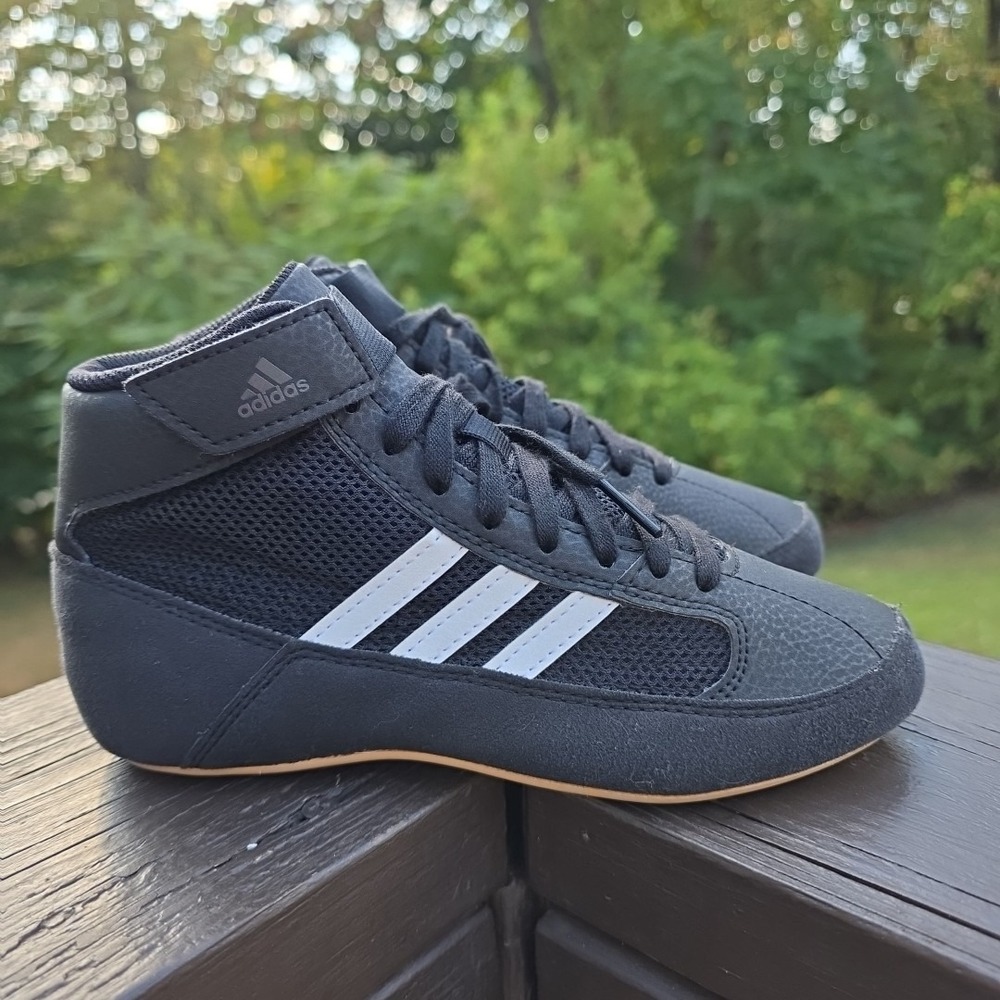 Adidas Youth Wrestling Shoes Black White Size 1.5